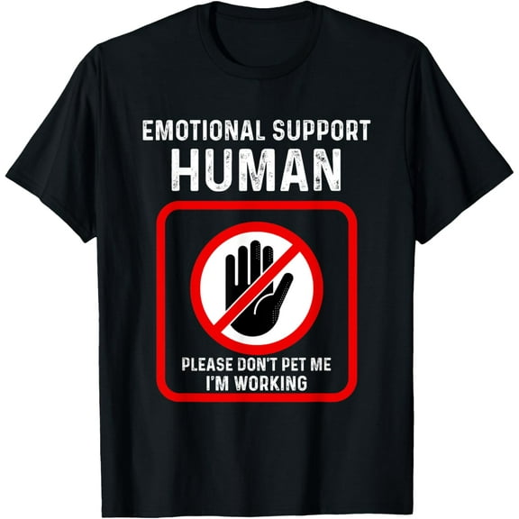 Emotional Support-Human Halloween Costume Do Not Pet Me T-ShirtMen's and women's gift, black and white T-shirt, size: Extra large S-4XL