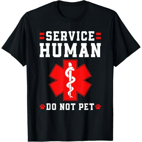 Emotional Support Human Service Animal Dog T-ShirtMen's and women's gift, black and white T-shirt, size: Extra large S-4XL
