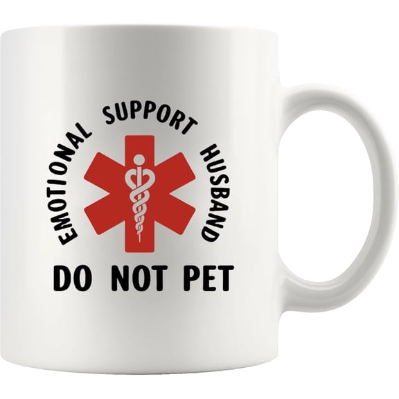 Emotional Support Husband Do Not Pet Funny Husband Gifts From Wife Couple Valentines Day Anniversary Spouse Novelty Drinkware Ceramic Mug 11 oz White