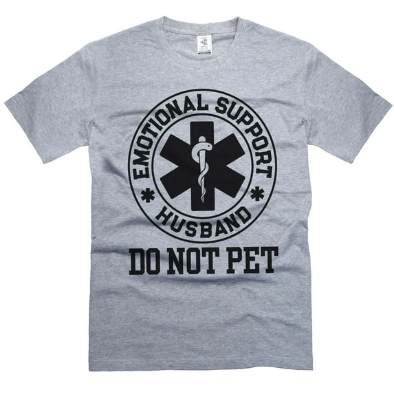 Men's Funny Emotional Support Husband T-shirt Sarcastic Do not pet Father's day dad gift tee (3X-Large Grey)