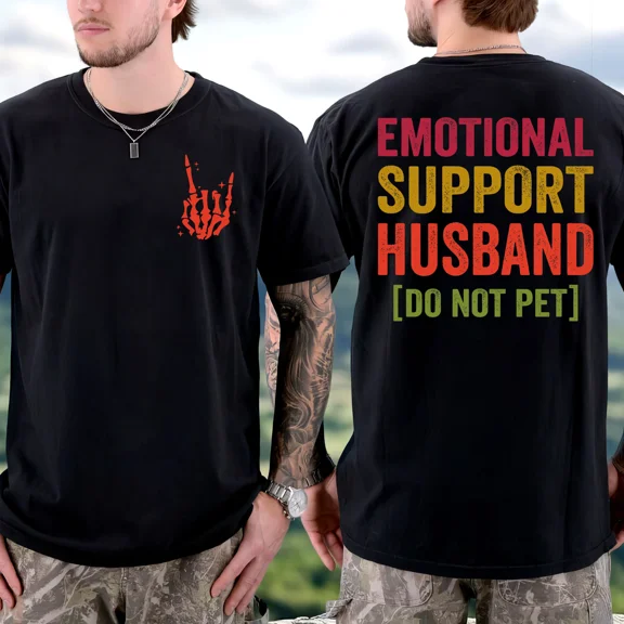 Emotional Support Husband T-Shirt – Funny “Do Not Pet” Graphic Tee for Men, Soft Cotton Unisex Shirt, Great Gift Idea