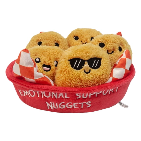 Emotional Support Nuggets Plush Set, Funny Stuffed Nugget Dolls with Basket Decor