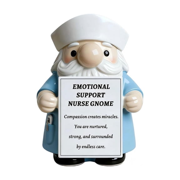 Emotional Support Nurse Gnome Decorative Figurine, Collectible Gnome With Inspirational Message, For Home Decor Office Shelf Desk Display