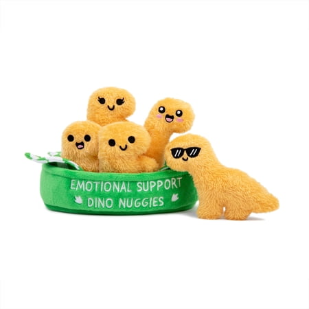 Emotional Support Pals Dino Nuggies, 5 Dinosaur Plush Toys with Carrying Basket, Cute Gift for Kids
