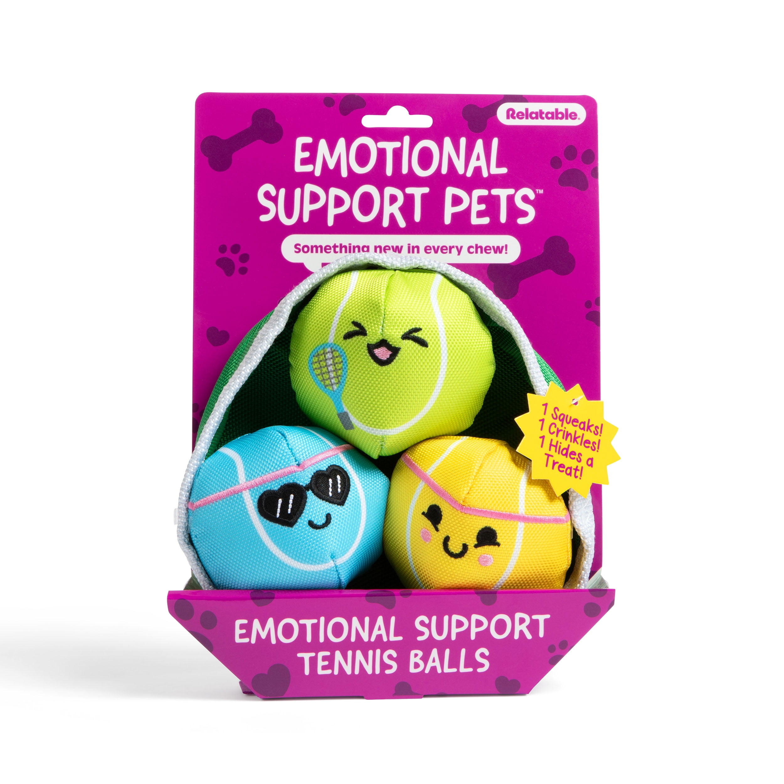 Emotional Support Pet Tennis Ball - Dog Toy for Your Furry Friend, Inlcudes 3 Toys by Emotional Support Pals