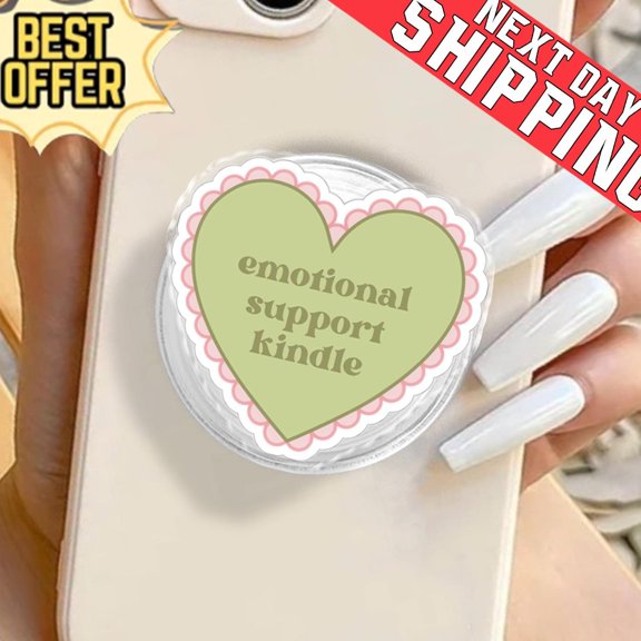 Emotional Support Phone Holder, Aesthetic Sage Green Heart Grip, Cute Bookworm Gift for Her, Cottagecore Reader Stand, Socket HA16