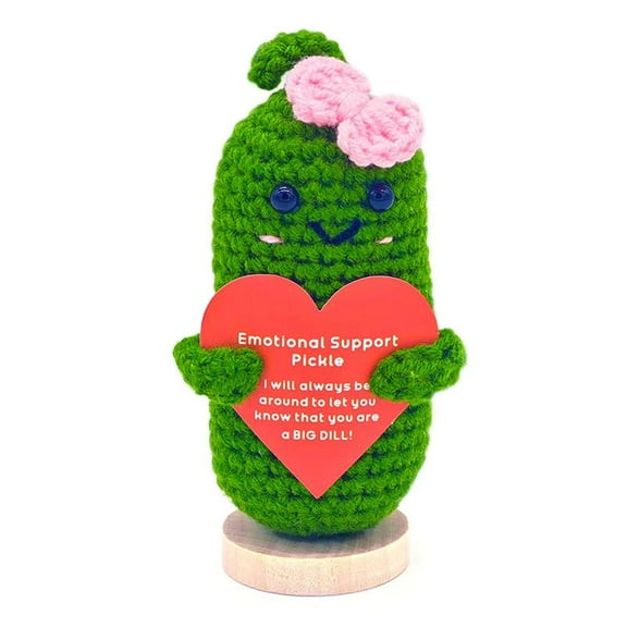Emotional Support Pickle, Cute Crochet Pickled Cucumber Knitting Doll Handmade Crochet Doll Inspirational Gifts Ornaments Emotional Support Crochet Pickled Knitting Doll for Christmas Ornament Gift