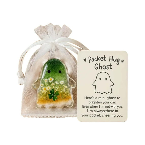 Emotional Support Pocket Ghost, Comfort Ghost with Encouragement Card, Cute Mini Pocket Hug Token for Halloween, Inspirational Gift & Decorative Souvenir