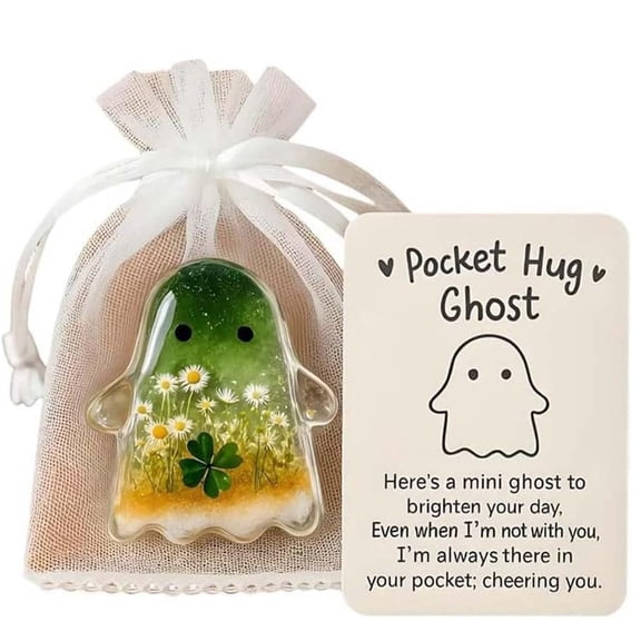 Emotional Support Pocket Hug Ghost Cards, Cute and Friendly Ghostie Pocket Hug, Halloween Greeting Cards with Positive Messages-Gift for Friends & Loved Ones(A)
