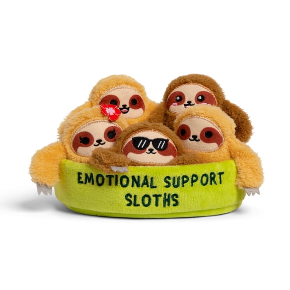 Emotional Support Pals Sloths, 5 Sloth Plush Toys with Plush Carrying Basket