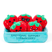 Emotional Support Pals Strawberries, 5 Strawberry Plush Toys with Carrying Basket, Cute Food Plush Gift Set