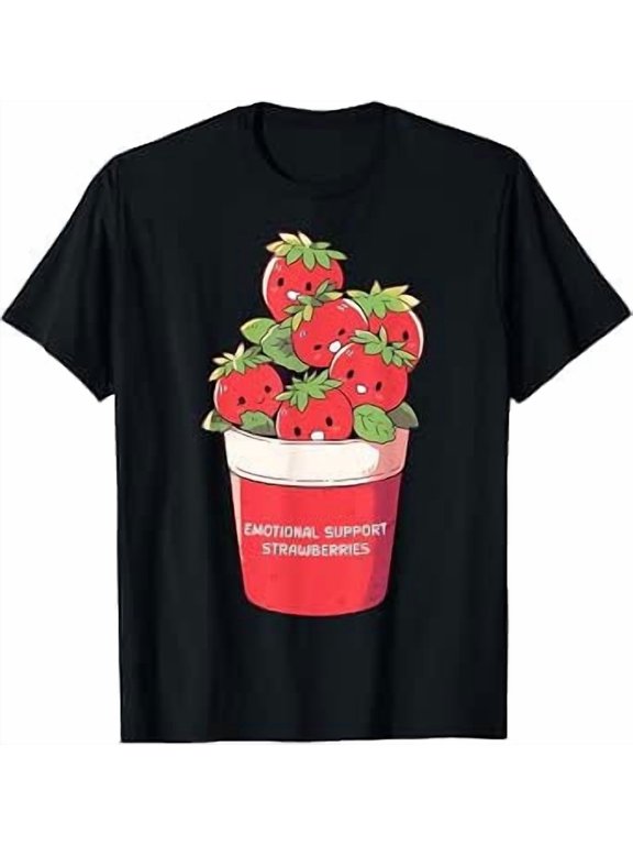 Emotional Support Strawberries Cute Kawaii Fruit Cup Keepsake T-Shirt