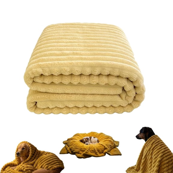 Emotional Support Yellow Dog Blanket for Large Medium Small Dogs Hug Comfort Healing Security Calming Thunder Pet Blankets Throw Rabbit Plush Sofa Bed Puppy Sleeping Mat Gift for Kennel
