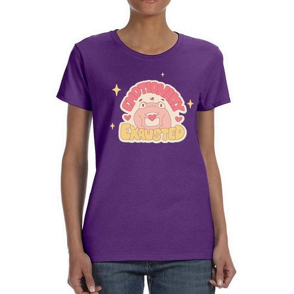 Emotionally Exhausted Frog T-Shirt Women -Smartprints Designs, Female 5X-Large