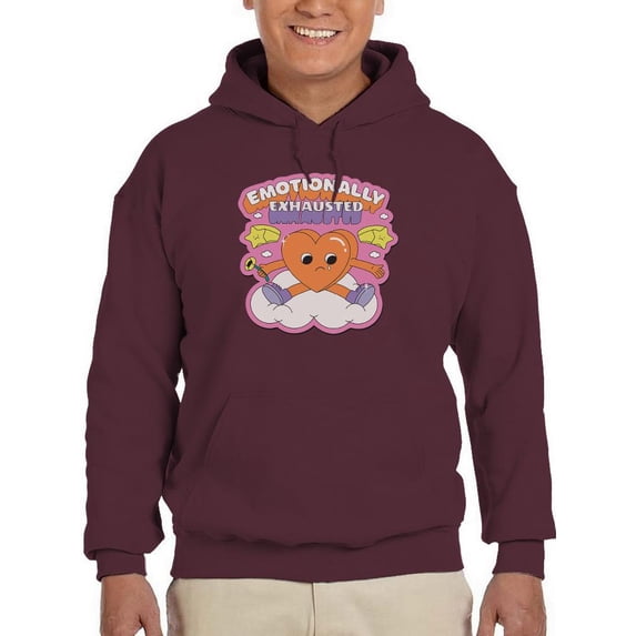 Emotionally Exhausted Heart Hoodie Men -Smartprints Designs, Male XX-Large