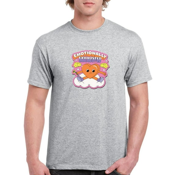 Emotionally Exhausted Heart T-Shirt Men -Smartprints Designs, Male x-Large