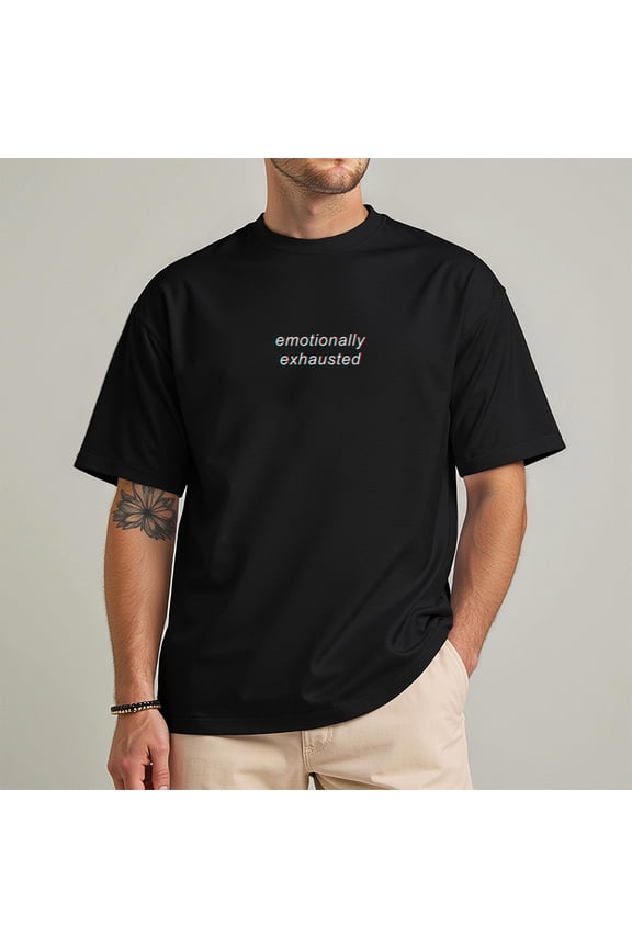 Emotionally Exhausted T-Shirt – Aesthetic Glitch Art Grunge Graphic Tee, Streetwear for Men & Women