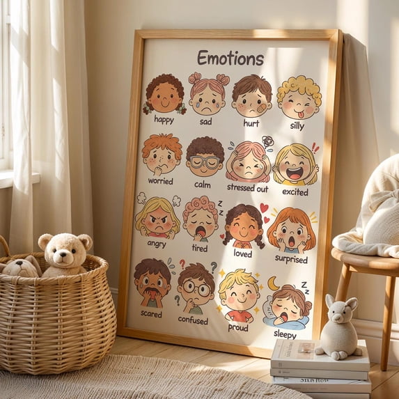 Emotion Chart Craft Emotions Chart Art Print, Cute Emotions Wall Art, Educational Poster ...