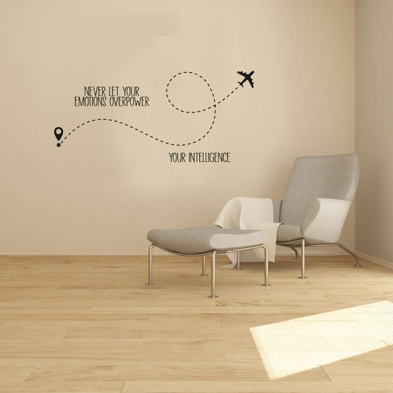 Emotions Intelligence Quote Airplane Air Plane Jet Helicopter Wall Sticker Art Decal for Girls Boys Kids Room Bedroom Nursery House Fun Home Decor Stickers Wall Art Vinyl Decoration Size (24x40 inch)