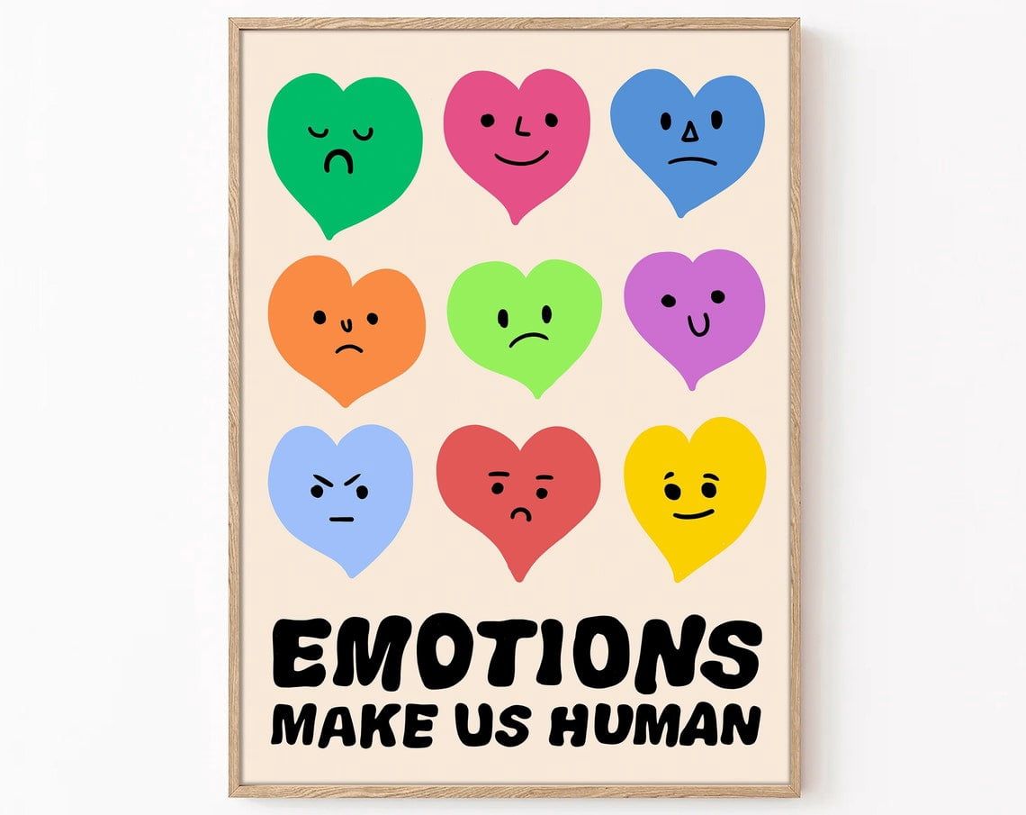 Emotions Make Us Human Wall Art Print, Positive Classroom Motivation ...