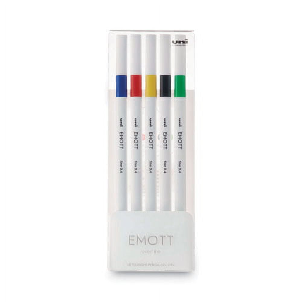 Emott Porous Point Pen, Stick, Fine 0.4 Mm, Assorted Ink Colors, White