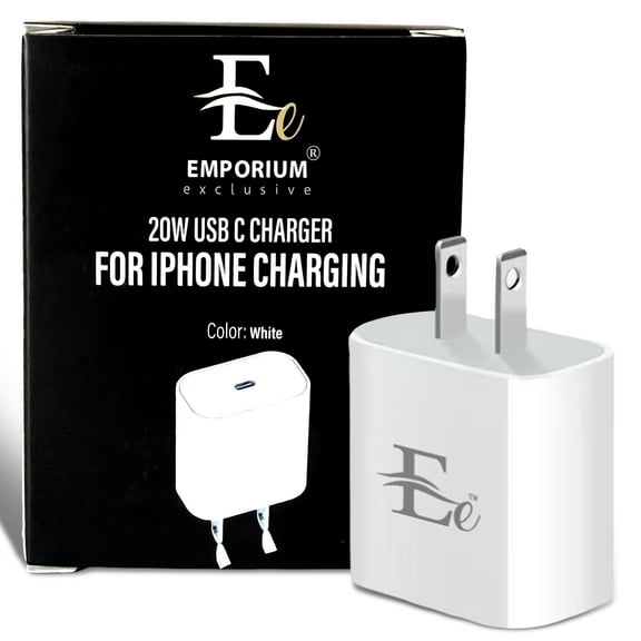 VoltMax 20W USB-C Fast Charger Block | iPhone 15 14 13 Pro Max Wall Adapter | PD 3.0 Type-C Charging Plug | Compact Travel Power Brick | White