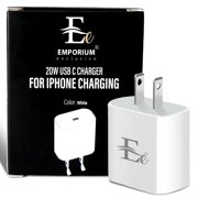 VoltMax 20W USB-C Fast Charger Block | iPhone 15 14 13 Pro Max Wall Adapter | PD 3.0 Type-C Charging Plug | Compact Travel Power Brick | White