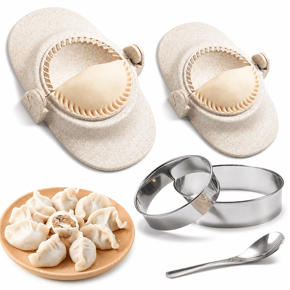 Empanada Maker Press & Dumpling Set - 2 Sizes (4" + 3") Non-stick For Pierogi Pastelitos Calzone Turnovers Ravioli Gyoza Kitchen Tools With Easy Release Design