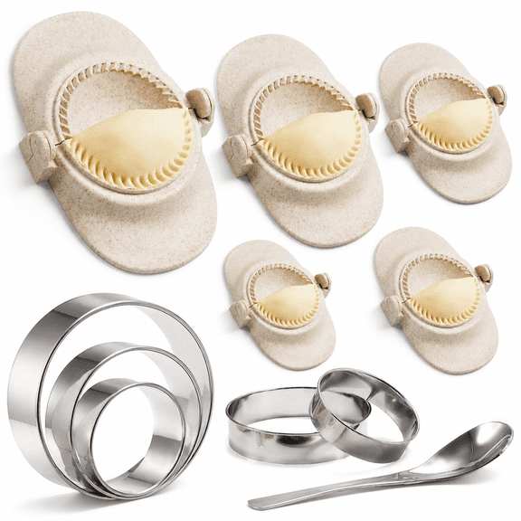 Empanada Maker Press Large Dumpling Set (6"/5"/4"/3"/2.6") | 5sizes Extra Mold With Dough For Pierogi Pastelitos Calzone Turnover
