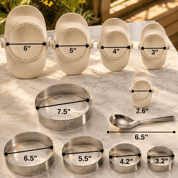 Empanada Maker Press Large Dumpling Set (6"/5"/4"/3"/2.6")