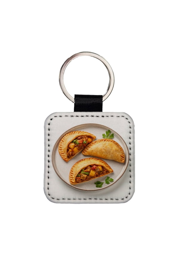 Empanadas Spain Food Faux Leather Square Keychain