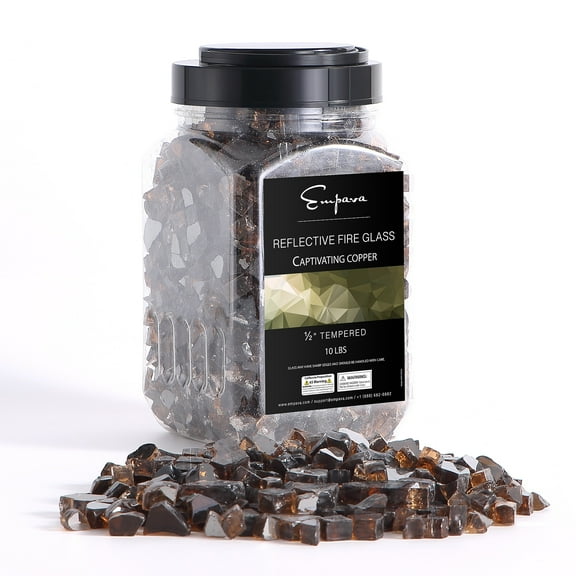 Empava 10 lbs. 1/2-in Captivating Copper Reflective Tempered Fire Glass for Gas Fire Pit