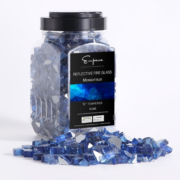 Empava 10 lbs. 1/2-in Midnight Blue Reflective Tempered Fire Glass for Gas Fire Pit