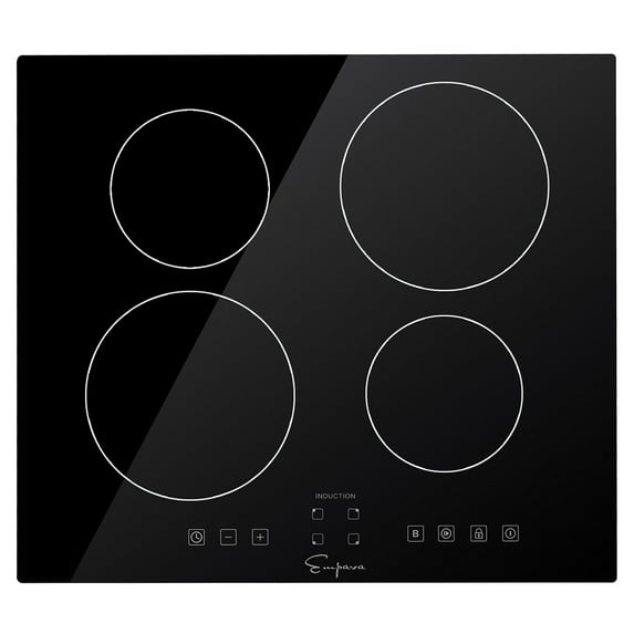 Empava 24" Electric Stove Induction Cooktop with 4 Power Boost Burners Smooth Surface Vitro Ceramic Glass in Black