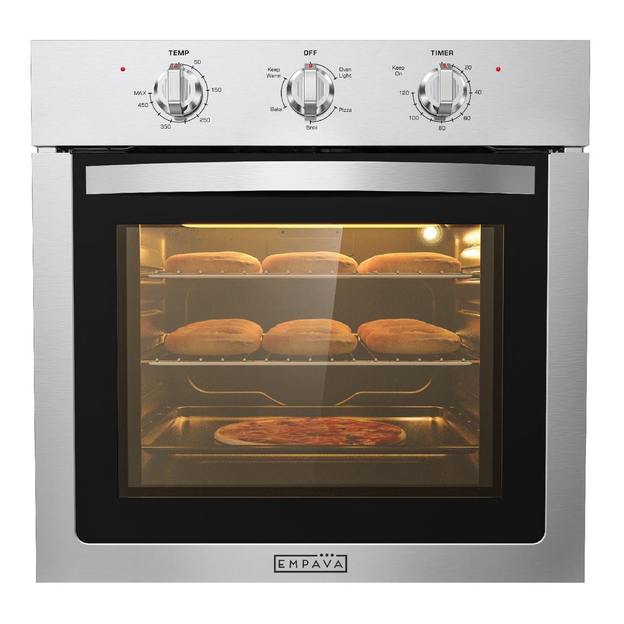 Empava 24 inch Electric Single Wall Oven, Stainless Steel Builtin Wall