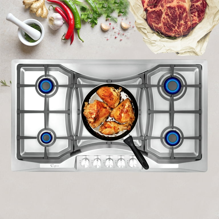 Empava 36 in. Built-In GAS Cooktop in Stainless Steel with 5 Sealed Burners