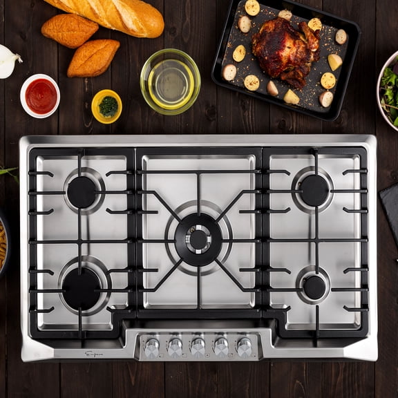 Empava 36'' Built-in Gas Stove Top - Stainless Steel LPG Natural Gas Cooktop - 5 Sealed Burners
