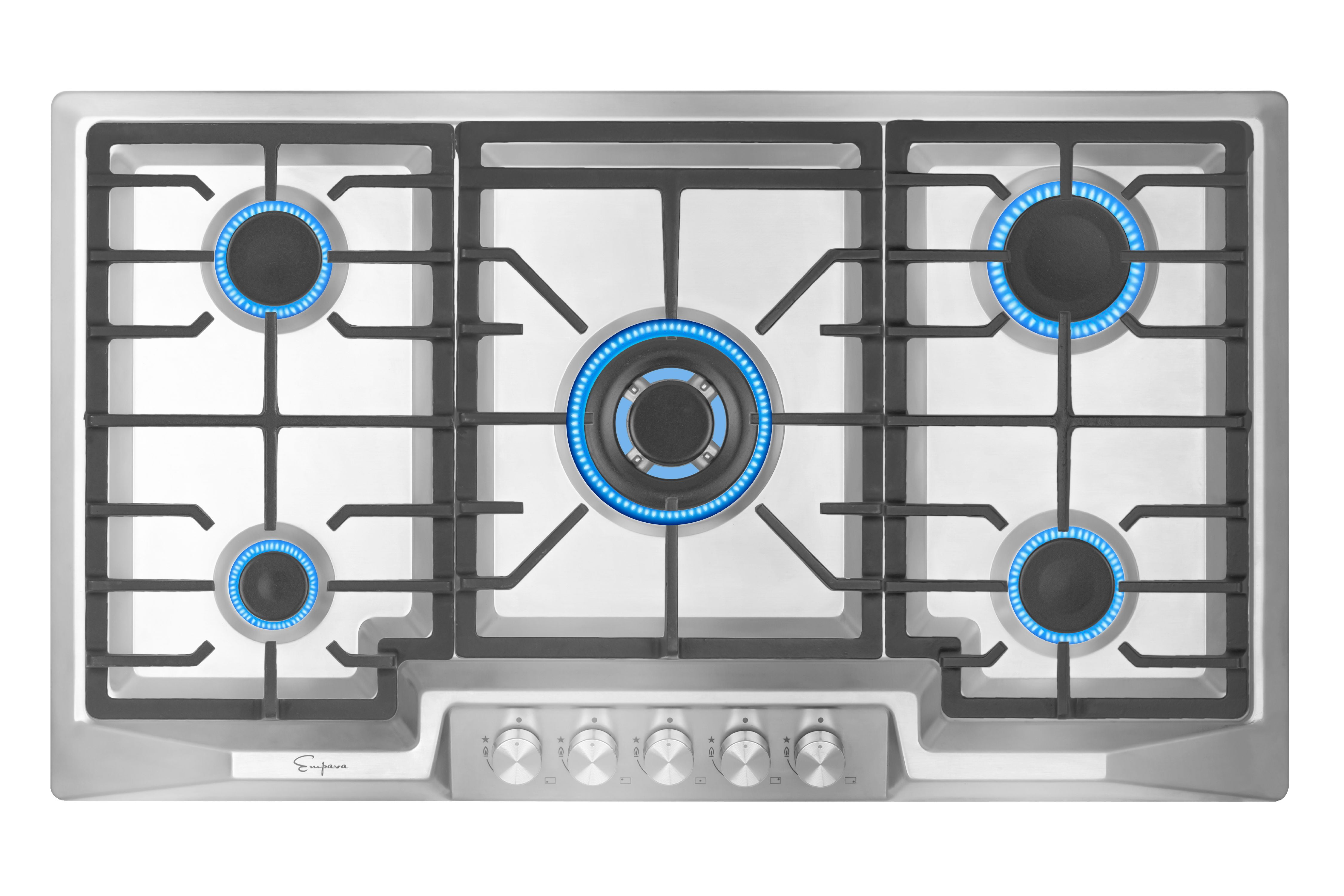 36 Inch Built In Gas Cooktop, thermomate Gas Range top with 5 High  Efficiency SABAF Burners, 304 Stainless Steel Gas Hob with Flame Out  Protection