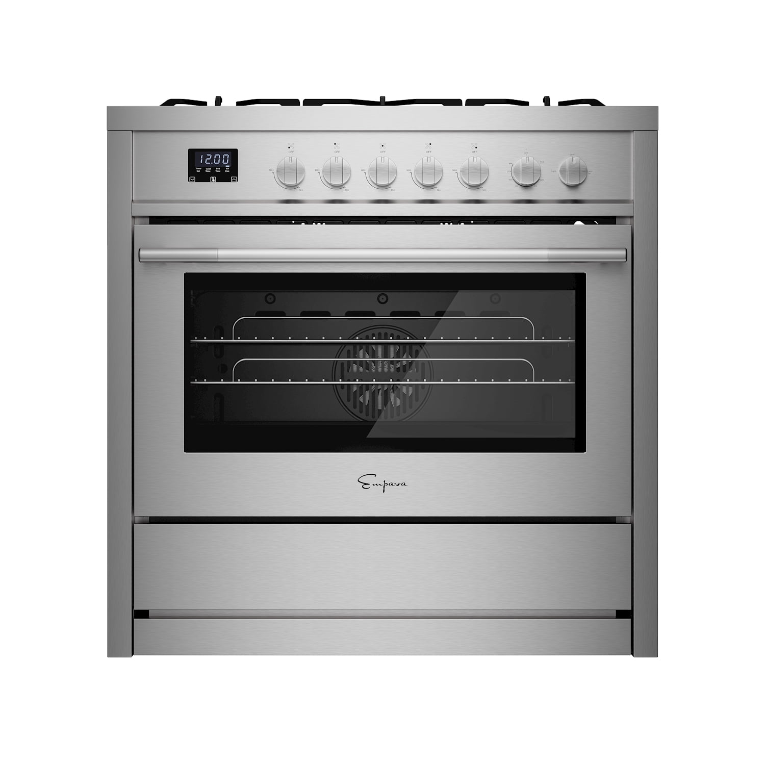 Empava 36-inch 4.3 cu. ft Slide-In Freestanding Single Oven Gas Range with 5 Sealed Burner Cooktop in Stainless Steel