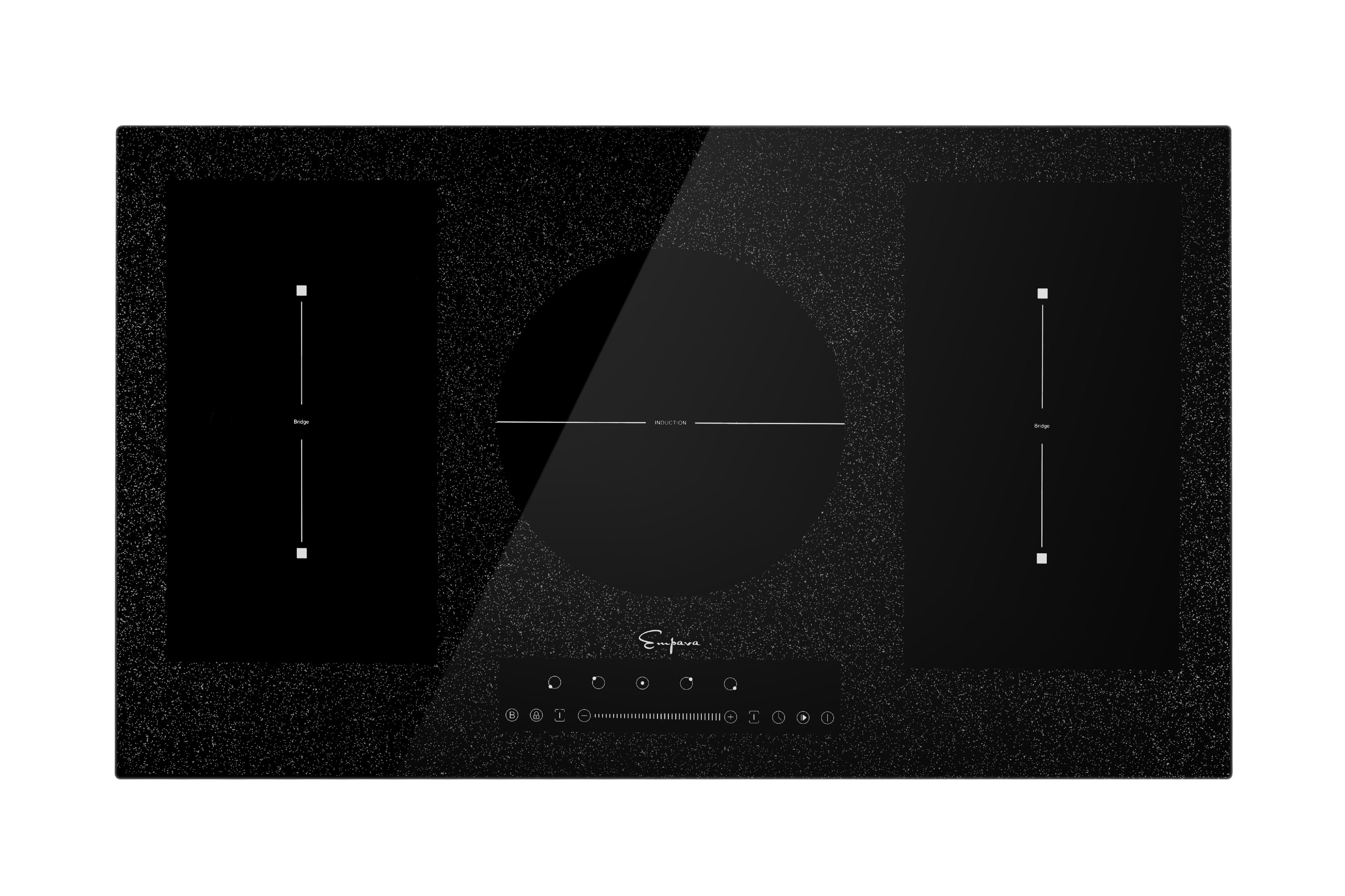 Empava 36 inch Built-in Electric Stove Induction Cooktop with 5 Booster Burners Including 2 Flexi Bridge Element in Black