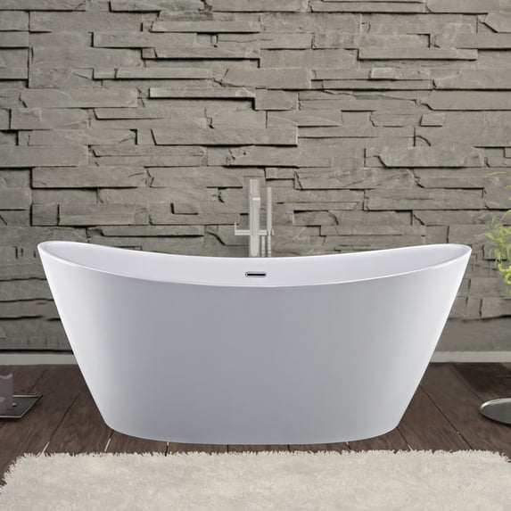 Empava 59" Luxury Freestanding Bathtub Acrylic Soaking SPA Tub