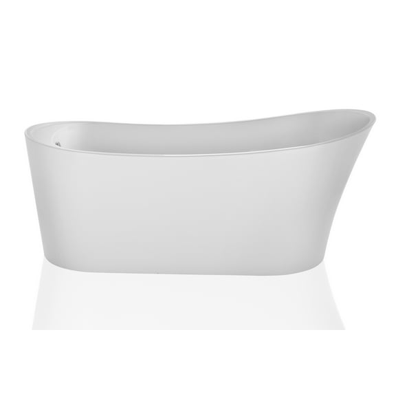 Empava 67" Luxury Freestanding Bathtub Acrylic Soaking SPA Tub by Empava Modern Stand Alone Bathtubs with Custom Contemporary Design, White ,EMPV-FT1528