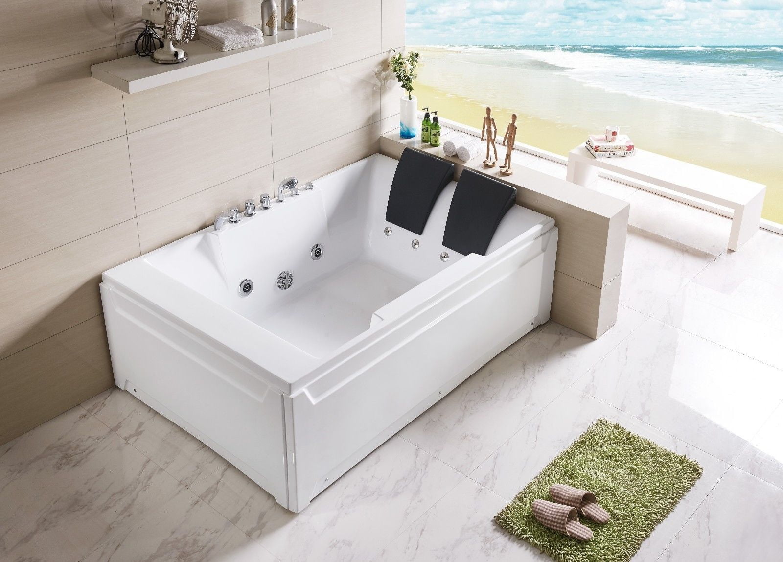 PROFLO 72 x 42 Alcove 8 Jet Whirlpool Bath Tub with Skirt and Left Hand  Pump