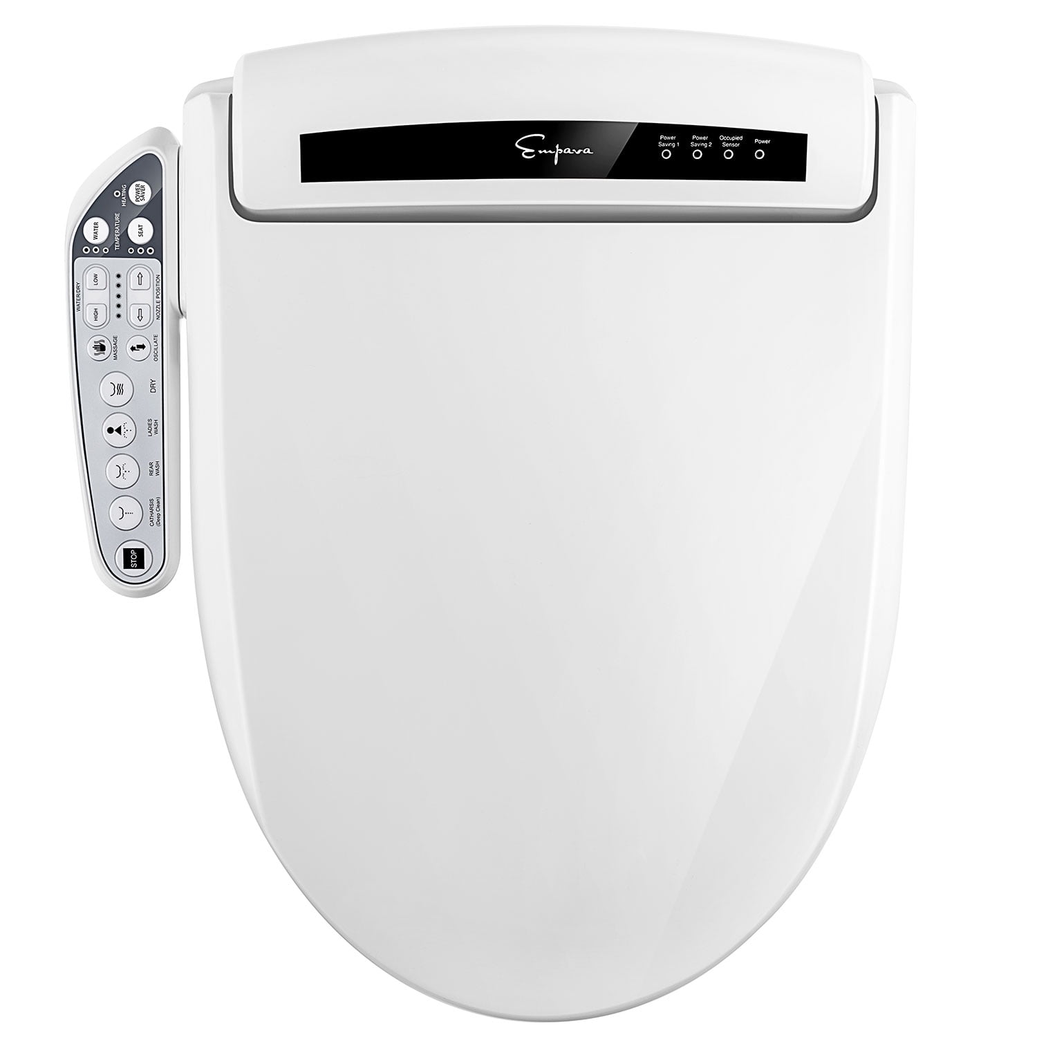 Empava Advanced Smart Electric Bidet Seats for Elongated Toilets - Heated Toilet Seat with Warm Air Dryer and Temperature Controlled Wash Functions in White