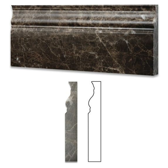 Emperador Dark Marble Polished Baseboard Trim Molding Sample