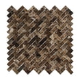 thumbnail image 1 of Emperador Dark Marble Polished Mini Herringbone Mosaic Tile, 1 of 2