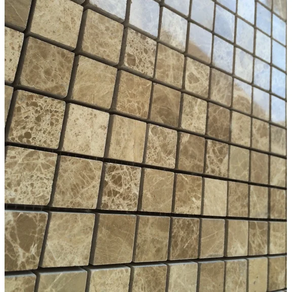 Emperador Light 1X1 Polished Marble Backsplash Straight Edge Wall Mosaic Tile