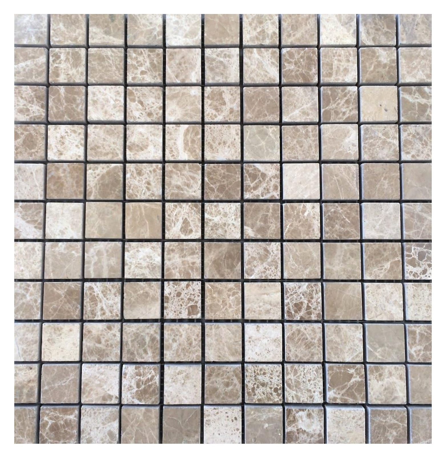 Emperador Light Brown 1x1 Polished Marble Mosaic Tile - 12x12 Sheets For Bathroom & Kitchen