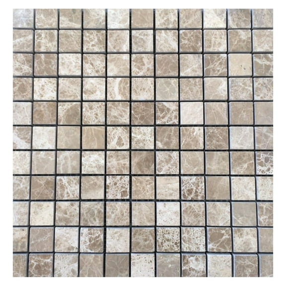Emperador Light Brown 1x1 Polished Premium Marble Mosaic Tile, Shower Walls, Flooring, Bathroom