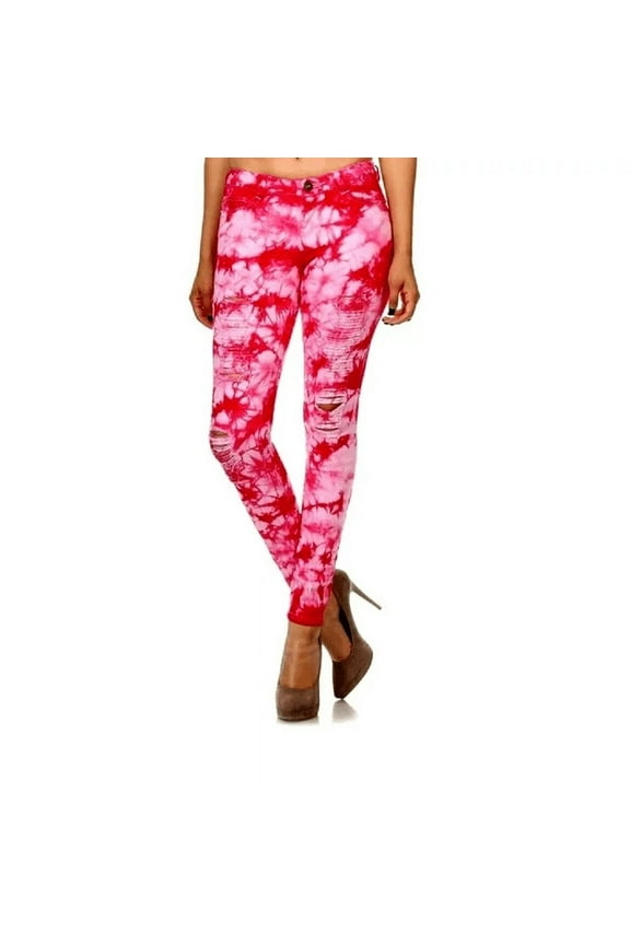 Juniors Women's tie dye Denim Jeans Skinny Stretch Distressed Pants jean